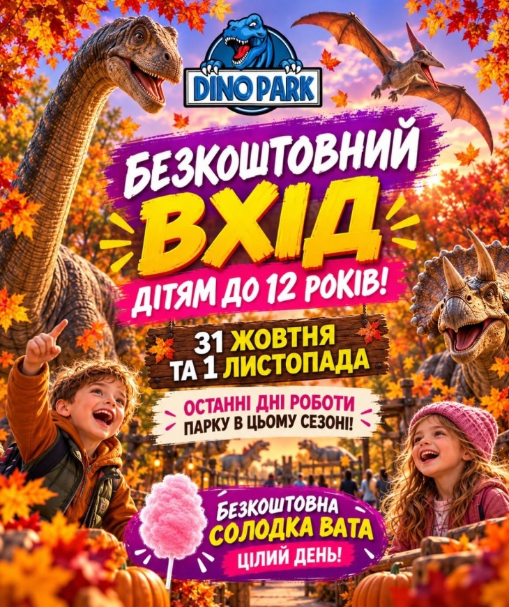 Безкоштовний вхід дітям в Парк Динозаврів