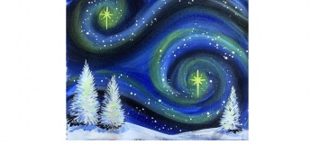 Новогодняя картина фактурной пастой