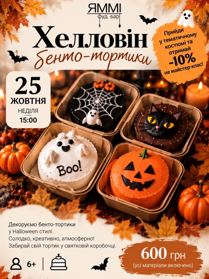 Майстер-клас «Хелловін бенто-тортики»