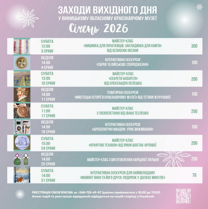 Анонс заходів вихідного дня на січень