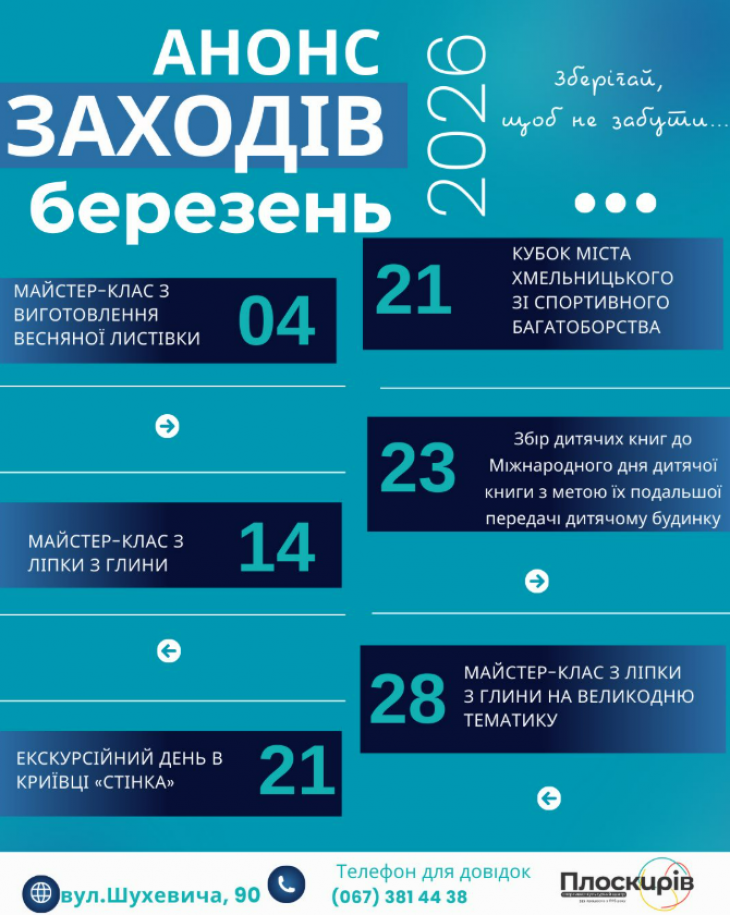 Заходи в СКЦ "Плоскирів" Заходи в СКЦ "Плоскирів"