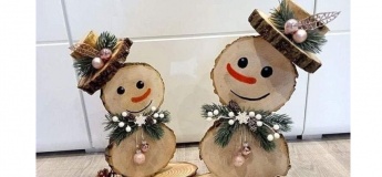 Снеговички из дерева