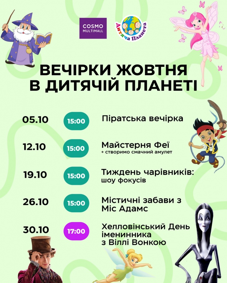 Вечірки жовтня в Дитячій Планеті