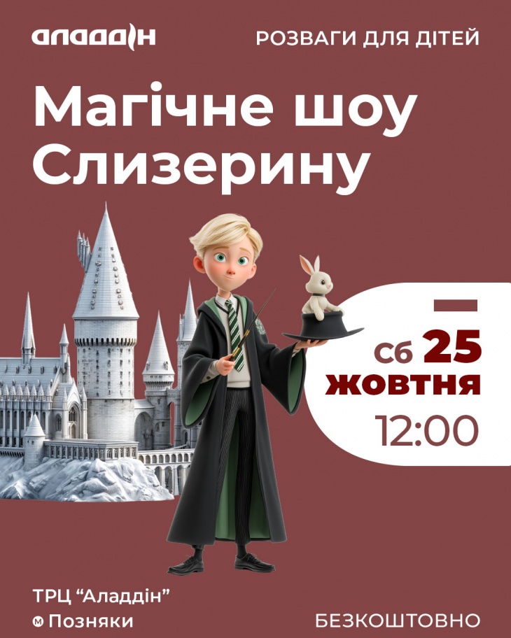 Магічне шоу Слизерину в ТРЦ Аладдін Магічне шоу Слизерину в ТРЦ Аладдін