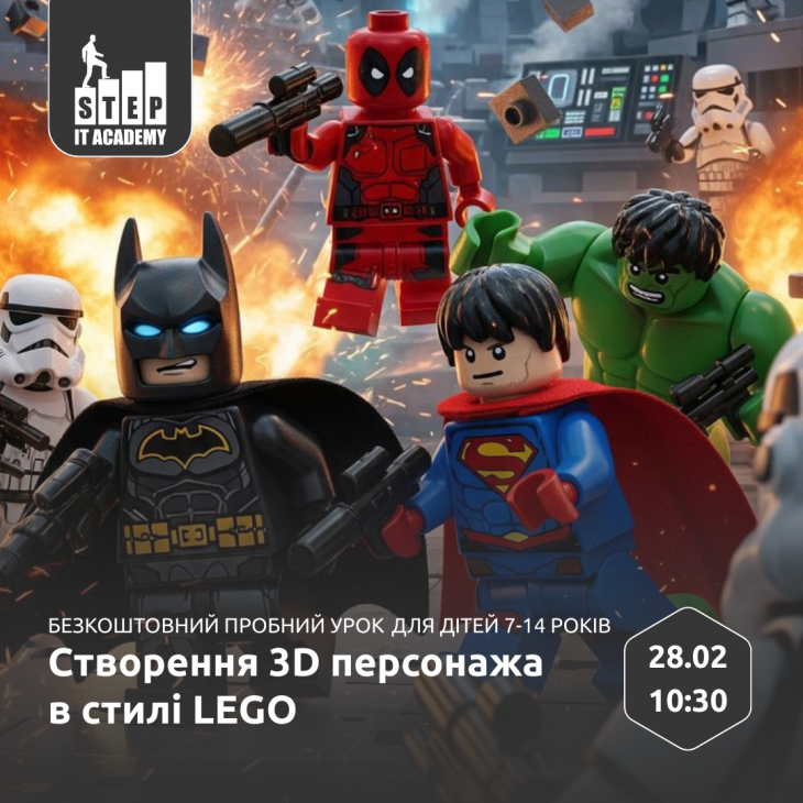 Безкоштовний пробний урок «Створення 3D персонажа в стилі LEGO»