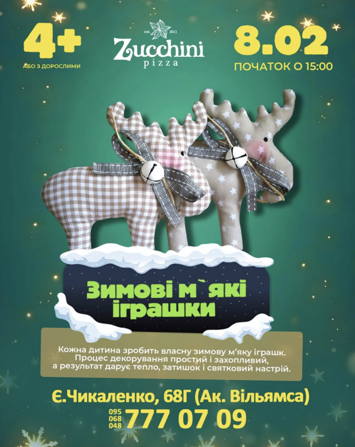 Майстер-клас «Зимові м’які іграшки» у Zucchini