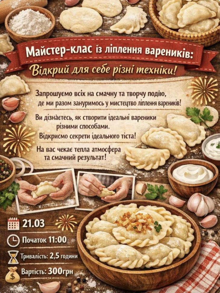 Майстер-клас із ліплення вареників