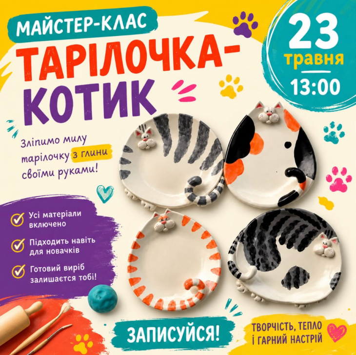 Мастер-класс "Тарелочка-котик"