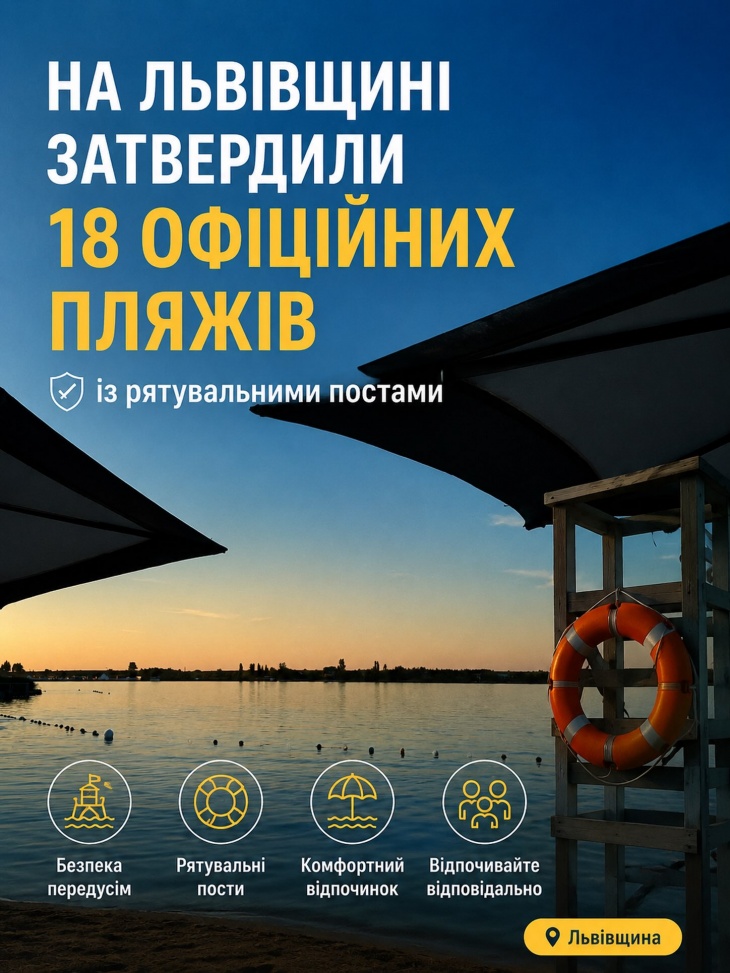 18 офіційних пляжів Львівщини