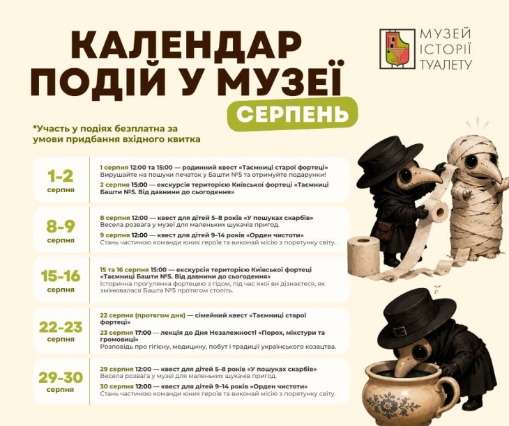 Календарь событий в Музее истории туалета Календарь событий в Музее истории туалета