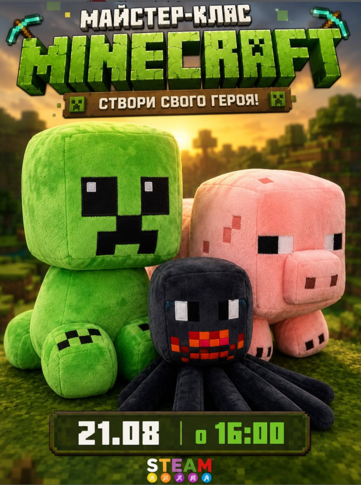 МАЙСТЕР-КЛАС «MINECRAFT: СТВОРИ СВОГО ГЕРОЯ» МАЙСТЕР-КЛАС «MINECRAFT: СТВОРИ СВОГО ГЕРОЯ»