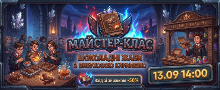 Солодкий та магічний майстер-клас — «Шоколадні Жаби з вибуховою карамеллю» Солодкий та магічний майстер-клас — «Шоколадні Жаби з вибуховою карамеллю»