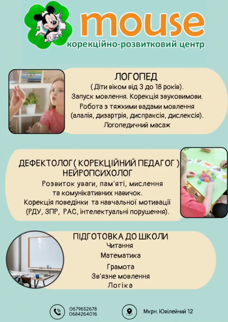 Корекційний дитячий центр "MOUZE" Корекційний дитячий центр "MOUZE"