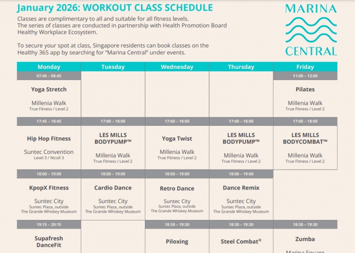 Workout Class Schedule